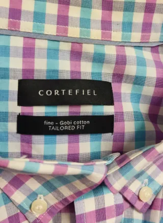 Camisa Cortefiel cuadros blanco ,rosa, celeste 3XL