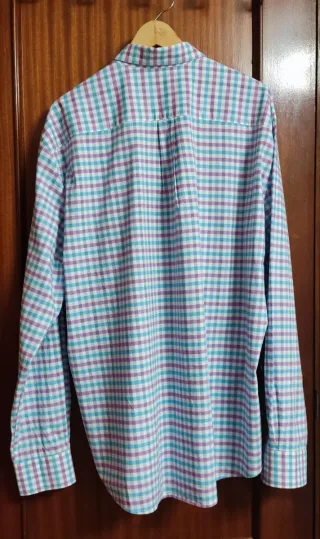 Camisa Cortefiel cuadros blanco ,rosa, celeste 3XL