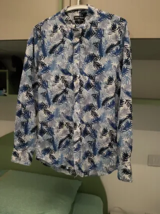Camicia Antony Morato Slim Fantasia Foglie Blu