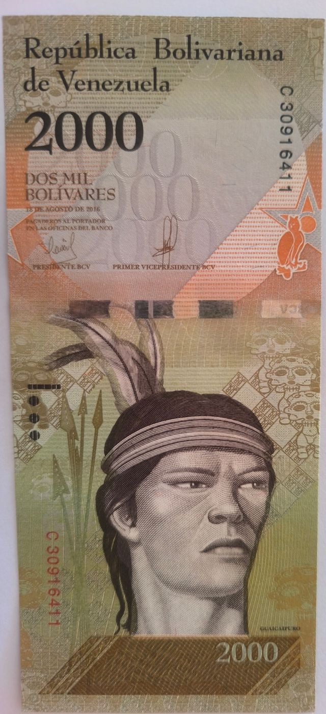Nota de 2000 Bolívares da Venezuela 2016 Não Circulada