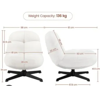 2 Sillones Nube Tela Negro y Blanco