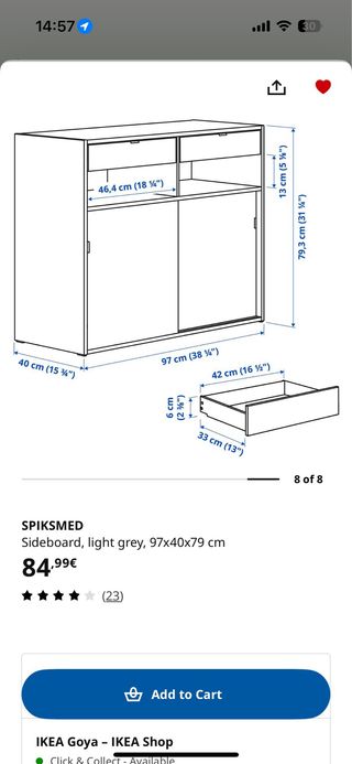 Aparador IKEA SPIKSMED gris claro