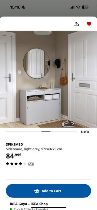 Aparador IKEA SPIKSMED gris claro