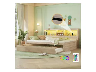 Cama nido con mesita de noche integrada y luz LED