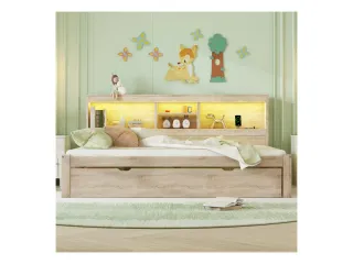 Cama nido con mesita de noche integrada y luz LED