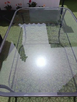 Mesa de centro cristal y metal