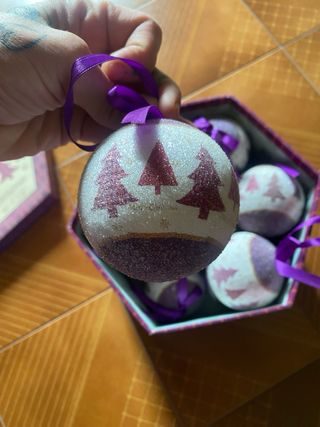 Set 14 Palle Natale Glitter Alberi Viola