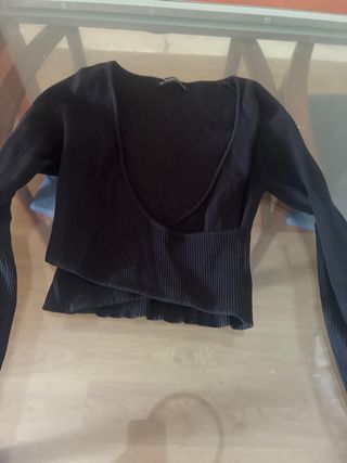 Top negro manga larga