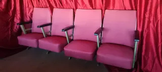 Butacas de cine rojas y blanco 50 unidades
