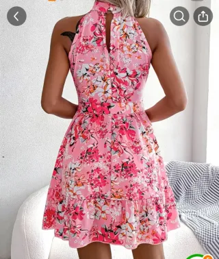 Vestido floral rosa halter