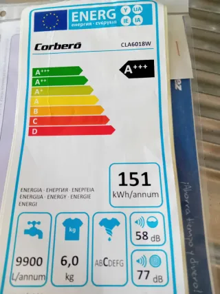 Lavadora Corberó CLA6018W A+++