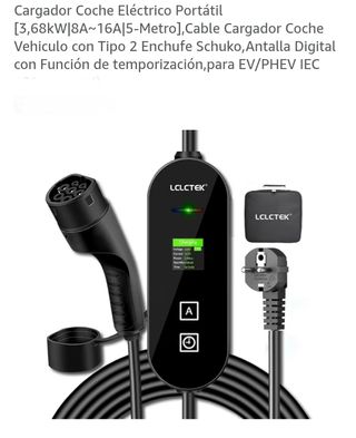Cargador Coche Eléctrico Portátil Tipo 2