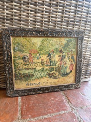 Cartel Chapa Galletas Viñas Barcelona Antiguo