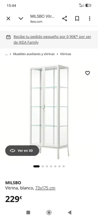 Vitrina MILSBO IKEA cristal blanco 73x175 cm