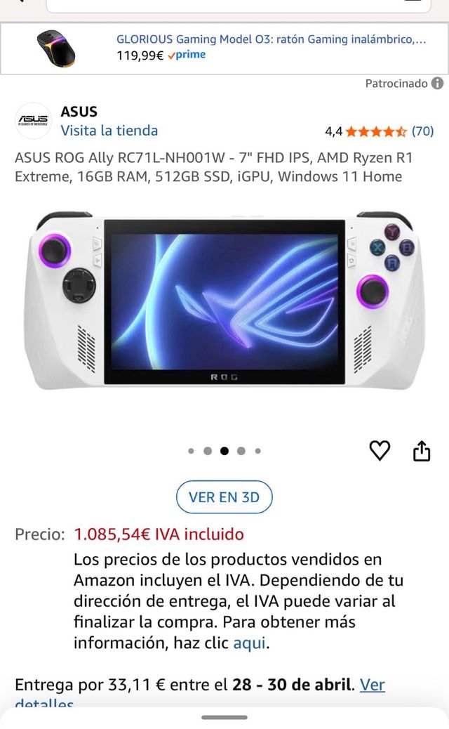 ASUS ROG Ally Extreme RC71L-NH001W Blanca