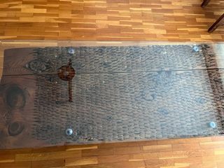 Mesa de centro rústica madera y cristal