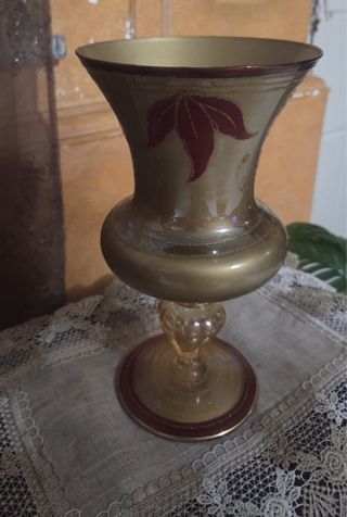 Vaso in vetro dorato decorato 30cm