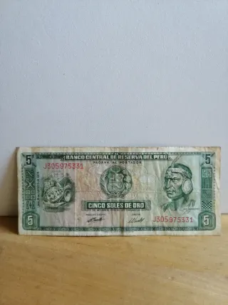 Lote 3 Billetes Antiguos Perú 50, 10, 5 Soles