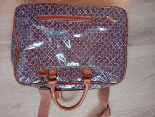 Bolso cartera marrón y gris