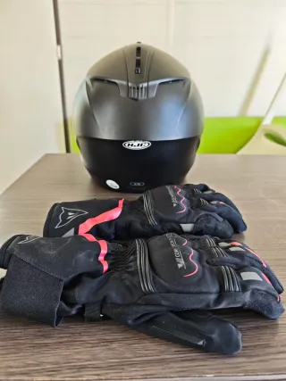 Casco HJC y Guantes Moto Talla M