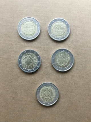 Lote 5 monete commemorative da 2 euro