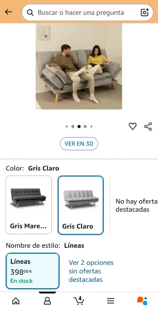 Sofá cama gris 200cm