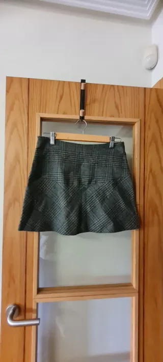 Falda Zara Talla S Gris Cuadros