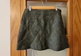 Falda Zara Talla S Gris Cuadros