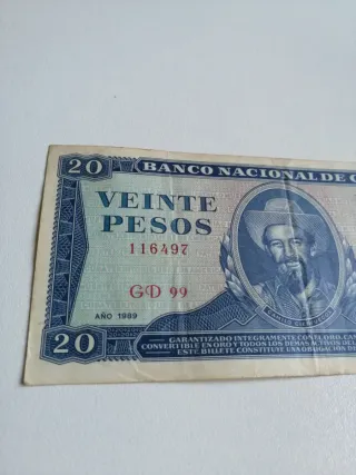 Billete 20 Pesos Cubanos 1989 Camilo Cienfuegos