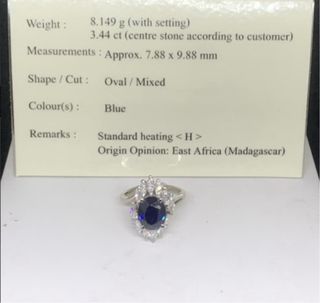 Anillo Zafiro3,44ct Natural Diamantes Platino