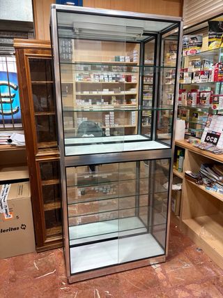 Estantería cristal y metal con ruedas