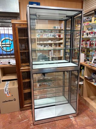 Estantería cristal y metal con ruedas