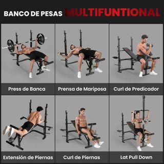 Banco de Musculación con Soporte para Barra