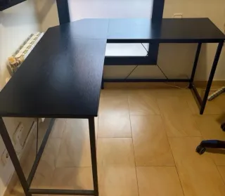 Mesa escritorio rinconera negra 140x50x75