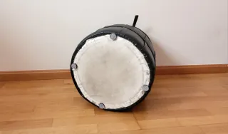 Puff baúl almacenamiento cuero negro