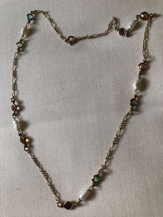 Collar oro Gold Shield perlas y piedras