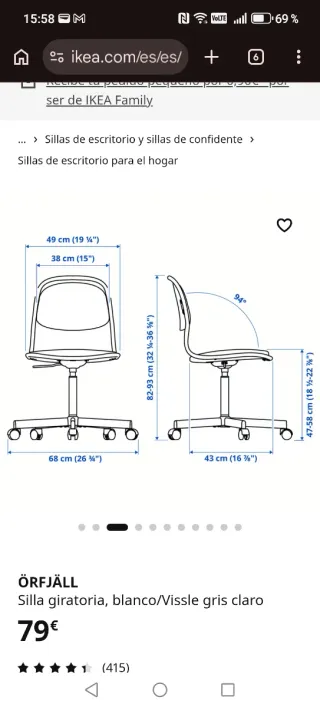 Silla de escritorio morada con ruedas