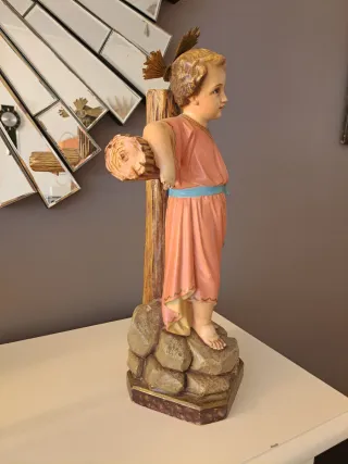 Niño Jesús s/Cruz, Olot pasta madera ojos cristal