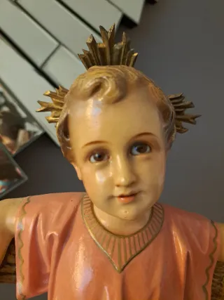 Niño Jesús s/Cruz, Olot pasta madera ojos cristal