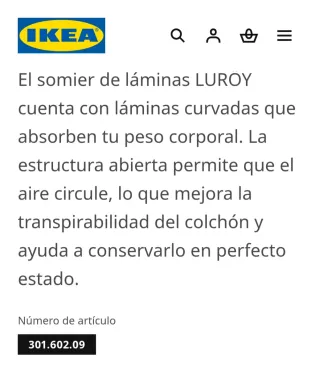 Somier Luroy Ikea 80x200 cm