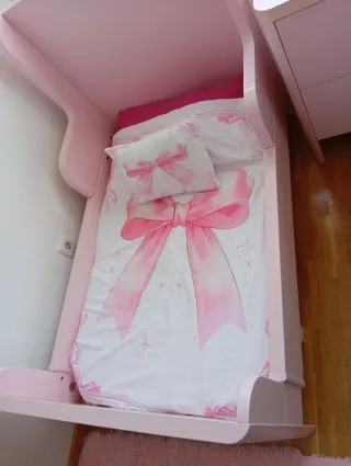 Funda nórdica infantil rosa con lazos