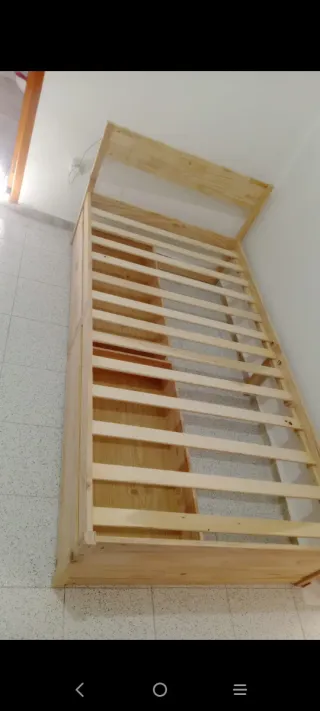 Estructura sin colchón cama pino 100x200 cajones
