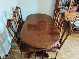 Mesa Comedor Ovalada de 1,80 extensible + 6 Sillas