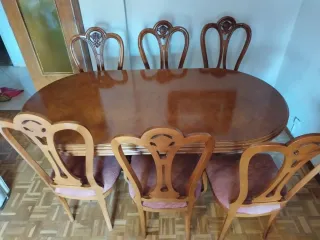 Mesa Comedor Ovalada de 1,80 extensible + 6 Sillas