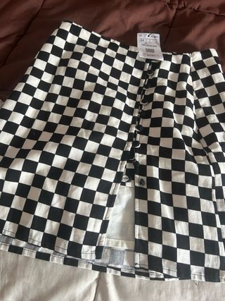 Falda cuadros blanco y negro Talla 34