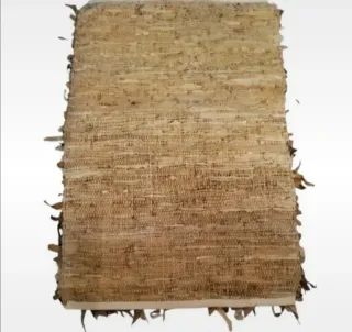 2 Tappeti Ecopelle Frange Beige/Marrone 100x68cm