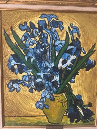 Cuadro de flores azules antiguedad