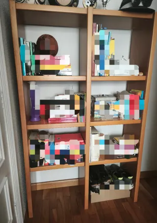 Cama nido con cajones y estanterías de pared