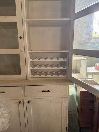 Vitrina de madera blanca hecha a mano 180x220x45