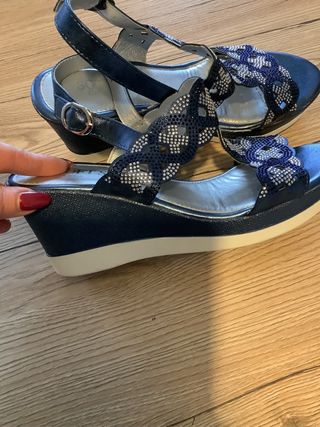 Sandali donna blu e argento
